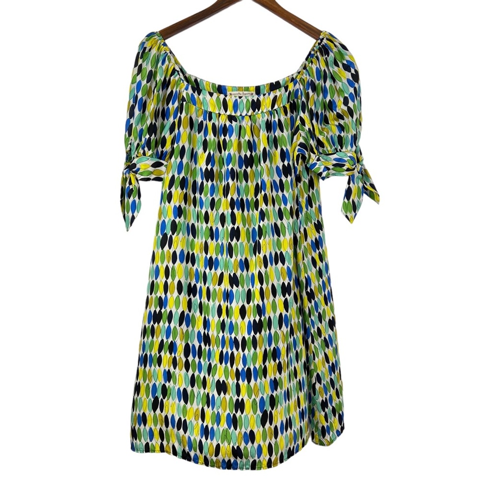 Nanette Lepore 100% Silk Mod Midi Trapeze Geometric Size 8 Dress